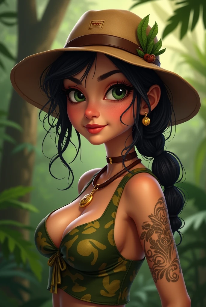 animated woman in jungle attire
