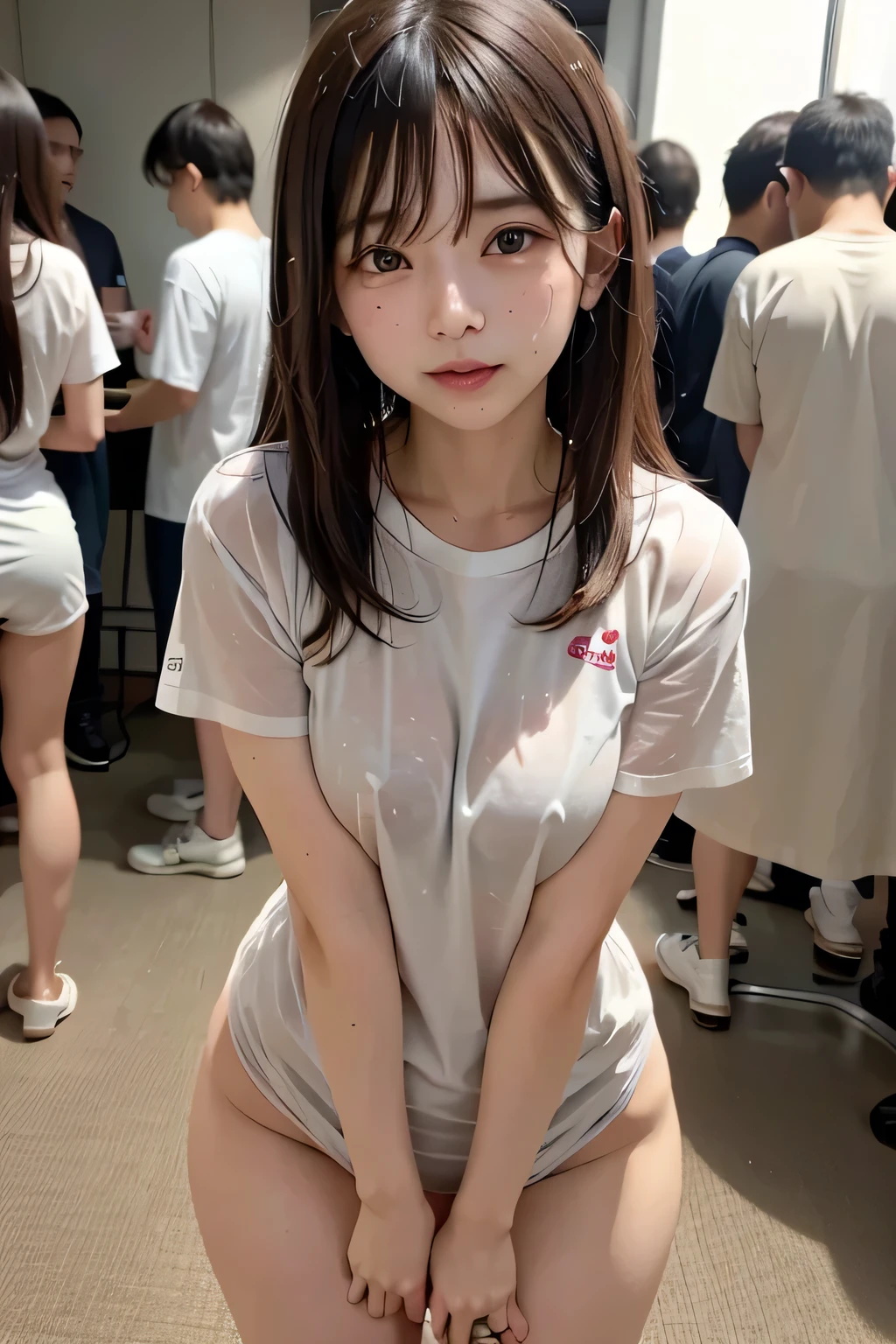 Leg spread,Pussy,creampie,White liquid,peace sign,Beautiful woman surrounded by men,sad face,4K,Lori,Embarrassing,Young face, from female genitals,大量creampie,Shortcuts,creampie記念写真,In the crotch,semen,sperm.T-shirts、Are crying、sad,Standing back