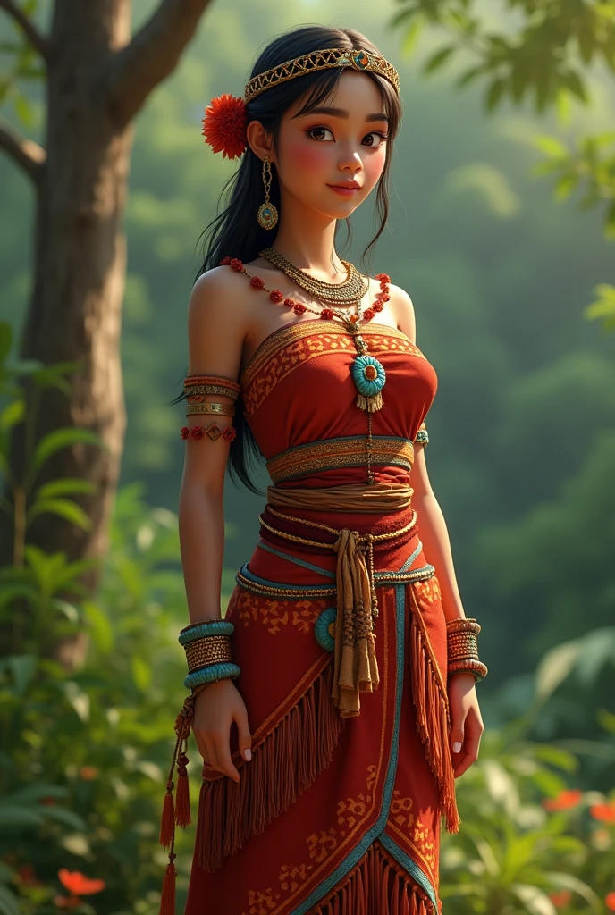 Animated woman full body in Peruvian jungle attire, Animated full body woman with clothing from the Peruvian highlands and animated full body woman with clothing from the Peruvian coast.