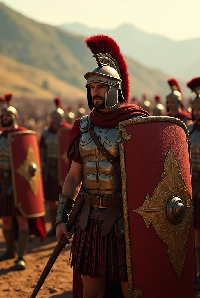 Uma foto do exército romano com esse escudo 🛡 e escrito WARRIORS 