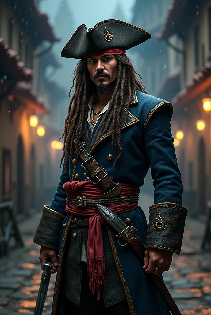 Jack Sparrow in his original modified suit as a member of the Assassins Creed assassins