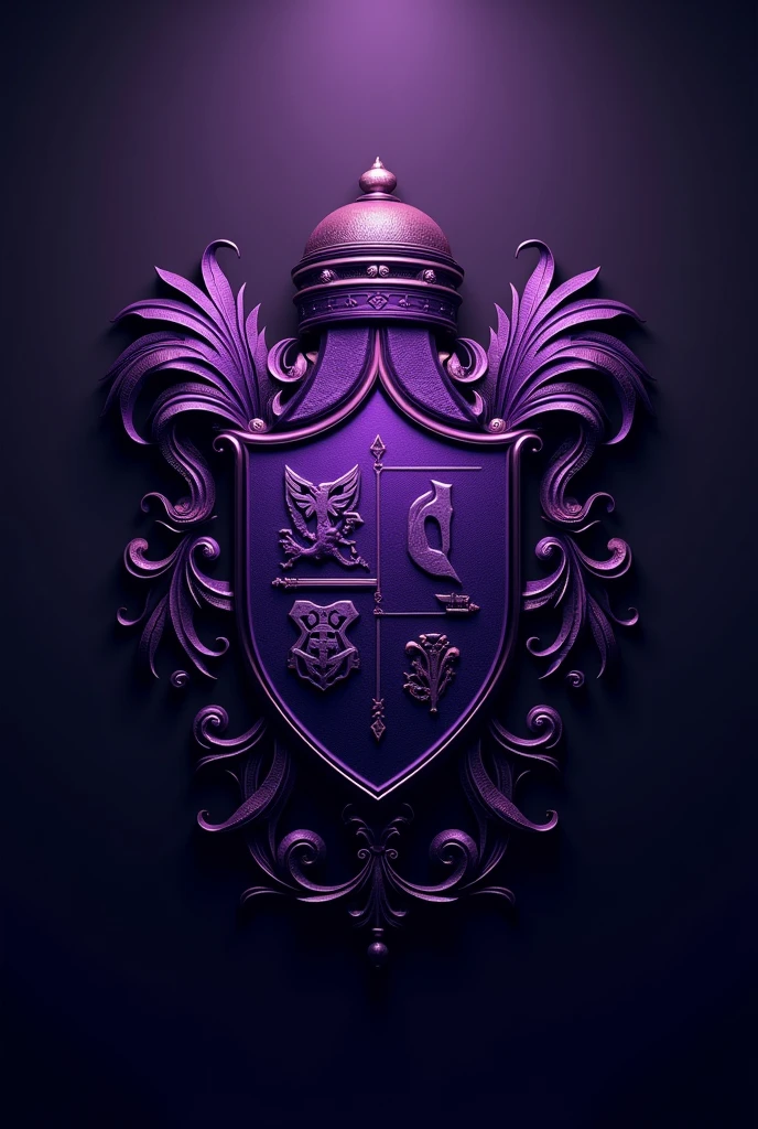 Purple coat of arms with the name of Salah&#39;s football school