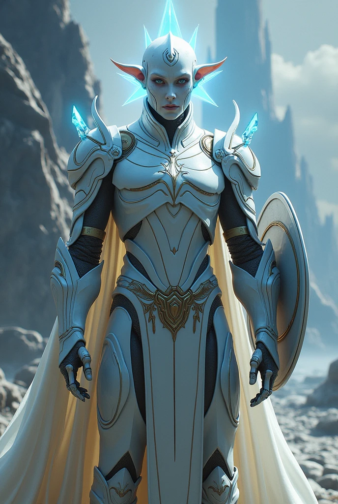 warforged Elf white with shield, Paladin class