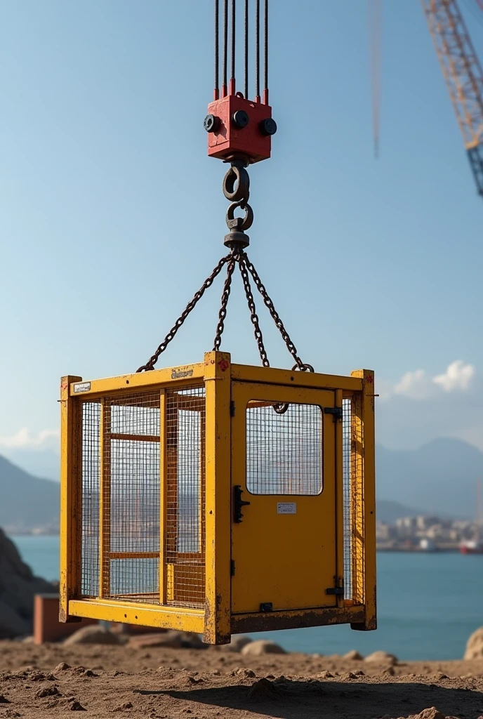 an eyebolt to support the vertical lifting of a metal cage weighing 1000 kg, only one eyelet will be used. Considering severity of 9,8 m/s² and hoisting on land.