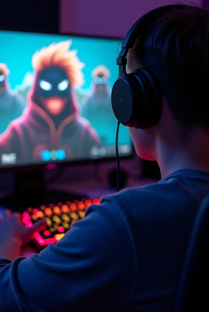 a gamer using his keyboard
