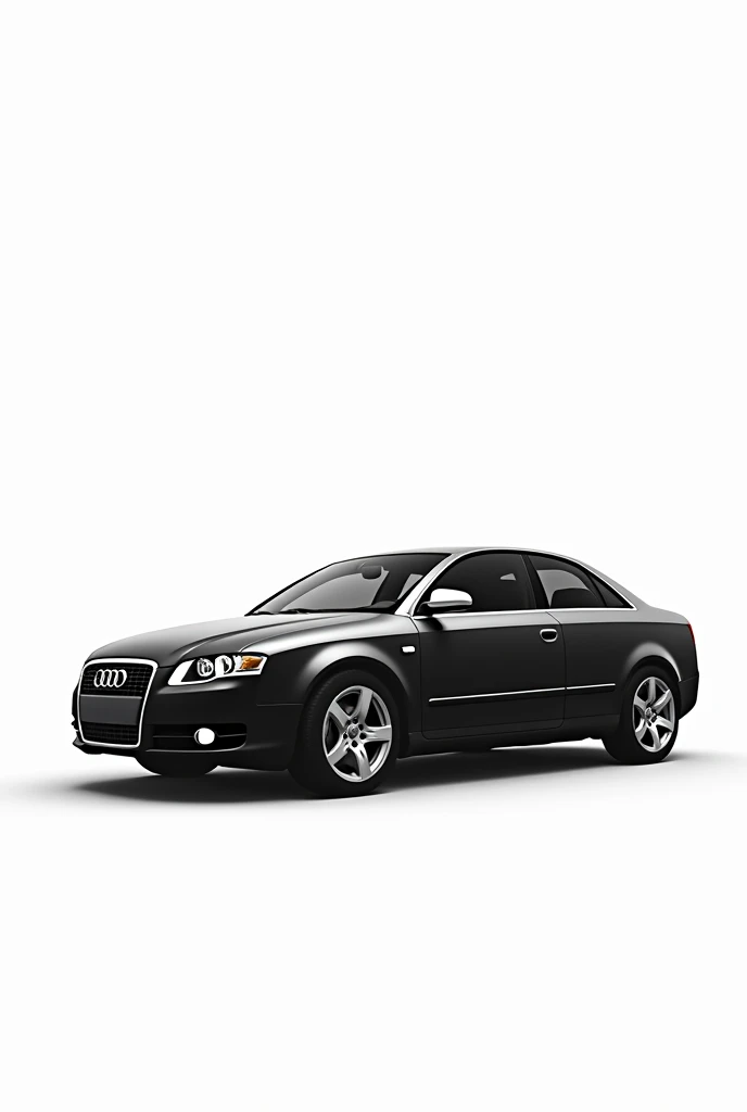 a black and white illustration of the audi a4 1.8 turbo year 2005, no back ground, just basic shade under the car