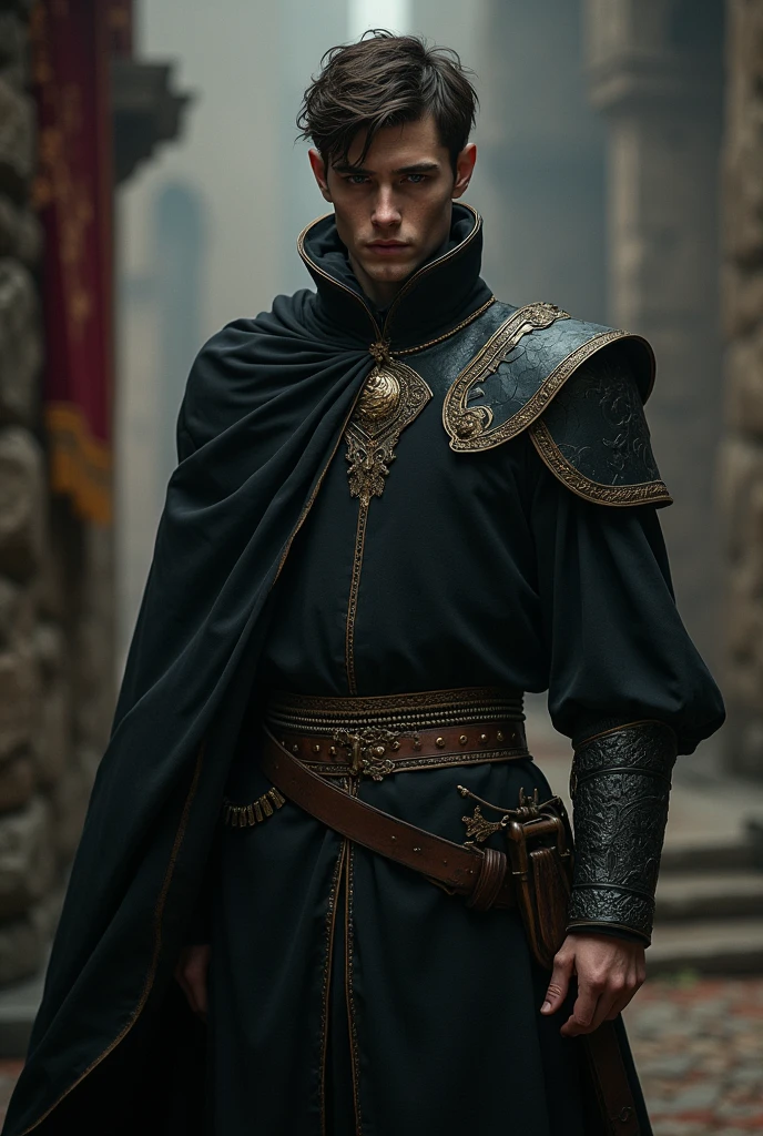 A dark prince from the medieval era, 19 years old, White, charismatic but has mommy issues