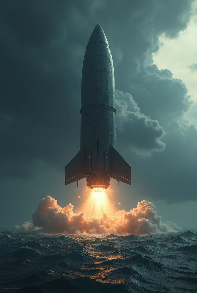 Make me a nuclear warhead falling from the sky into the sea