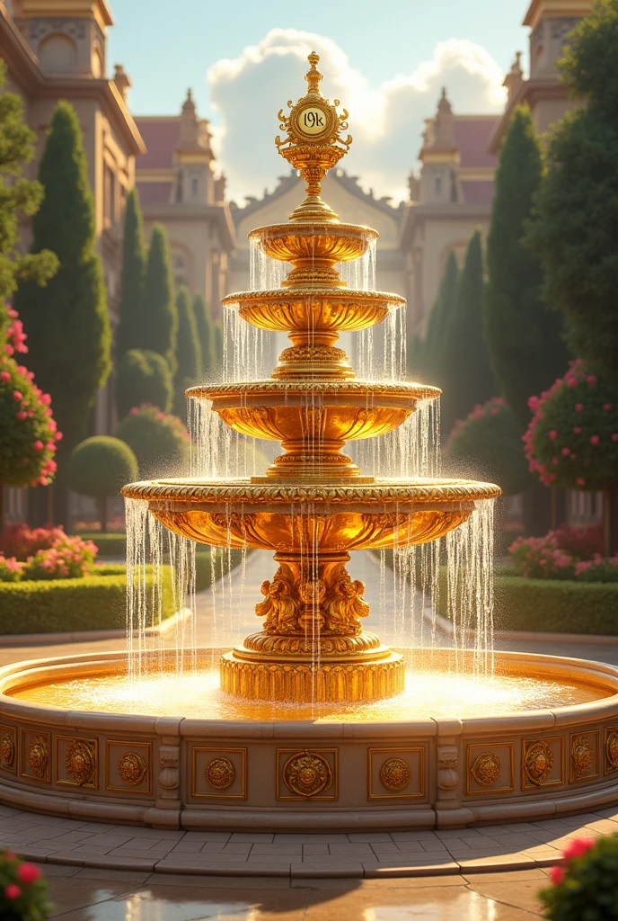 A water fountain that says 19k