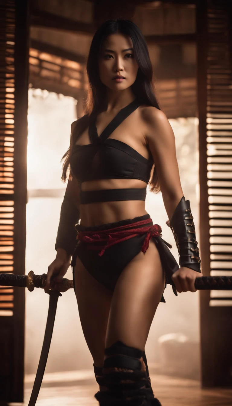 Samurai Swordsman woman In underwear Full body sexy underwear Full body sexy