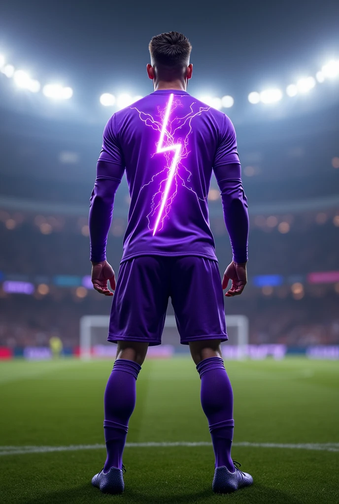 Create a purple football kit with a real lightning bolt