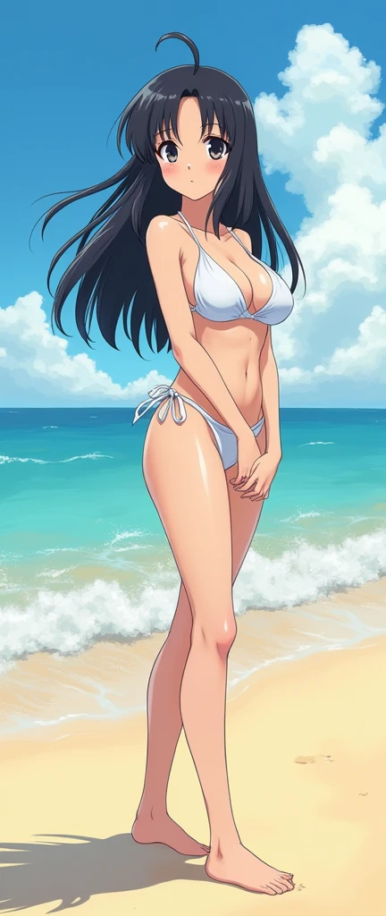 ((Tsuyu Asui)), masterpiece, random pose, radom background, minimalist art, detailded, meticulous art, No defects, character focus, detailed cenary, body providing, beautiful face, Body cute, animated cartoon, arte anime, perfect art, perfectionism, (1girl), (solo), (((max quality))), (adult woman), ((((beachfront))))