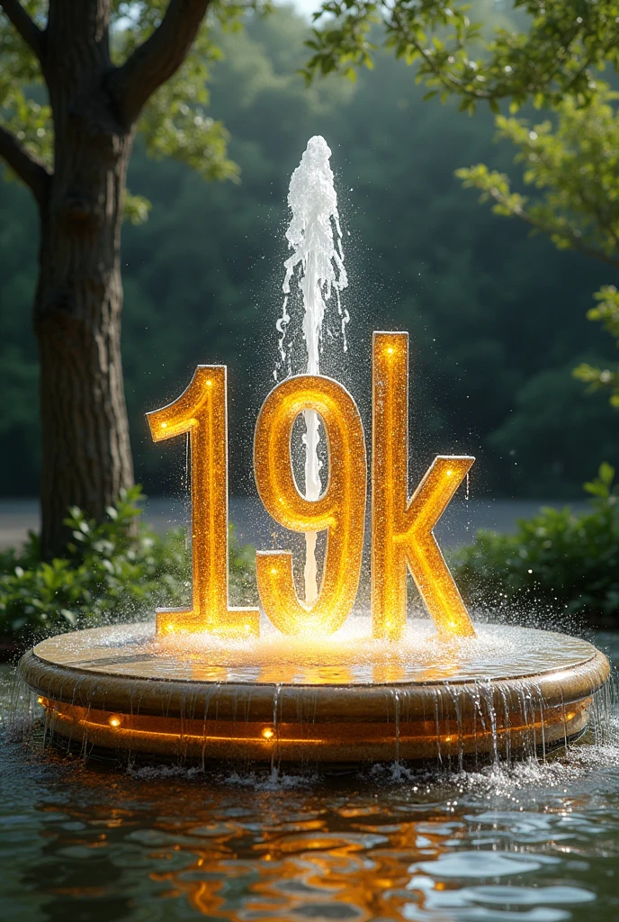 A water fountain that says in grade with water 19k