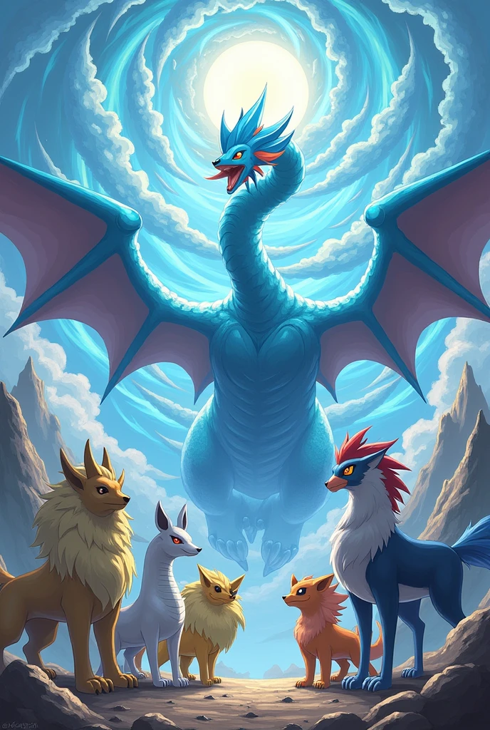 Rayquaza, Latios, Broads, moltres, Zaptos, articuno, Entei, suicune, raikou, regirock, regal, register together