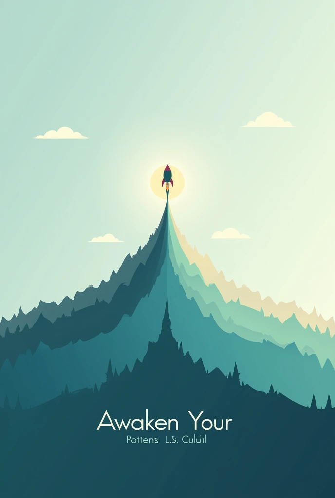 fund: A clean and professional background, perhaps a soft gradient of neutral colors or a nature image with soft tones, SOM um céu claro ou uma paisagem minimalista.Central Element: An inspiring icon or symbol, SOM uma seta ascendente, a lamp or a stylized rocket, centrally positioned. These symbols convey the idea of growth and achievement..Additional Detail: Add a subtle touch of glow or light around the icon to give a sense of inspiration and energy.Optional Text: If you want to include text, Use a sleek, readable font, with a short and motivational phrase, SOM "Awaken Your Potential" ou "Make Your Dreams Come True".colors: Choose a color palette that conveys professionalism and confidence, SOM tons de azul, green or gray, with small touches of more vibrant colors to draw attention.