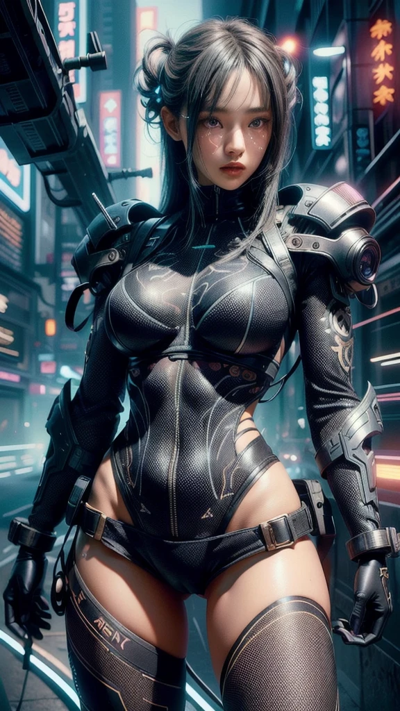 Best Quality, Masterpiece, High Resolution, 8K, (Realistic: 1.4), Ultra High Resolution, 1 Girl, Ultra Detailed, Surreal, Highly Detailed CG Illustration, Official Art, Cinematic Light, Reality, Young Beautiful Girl, Perfect Figure, Perfect Figure, Full View, Perfect Body, (Starting below: 1.3), Mask, Pose, Sexy Long Legs, Confident, Beautiful Sexy, Grey Short Sleeves, Open Abdomen, Black Super Shorts, S-shaped Body, Upturned Hips, Assuming, Posing, Different Perspectives
