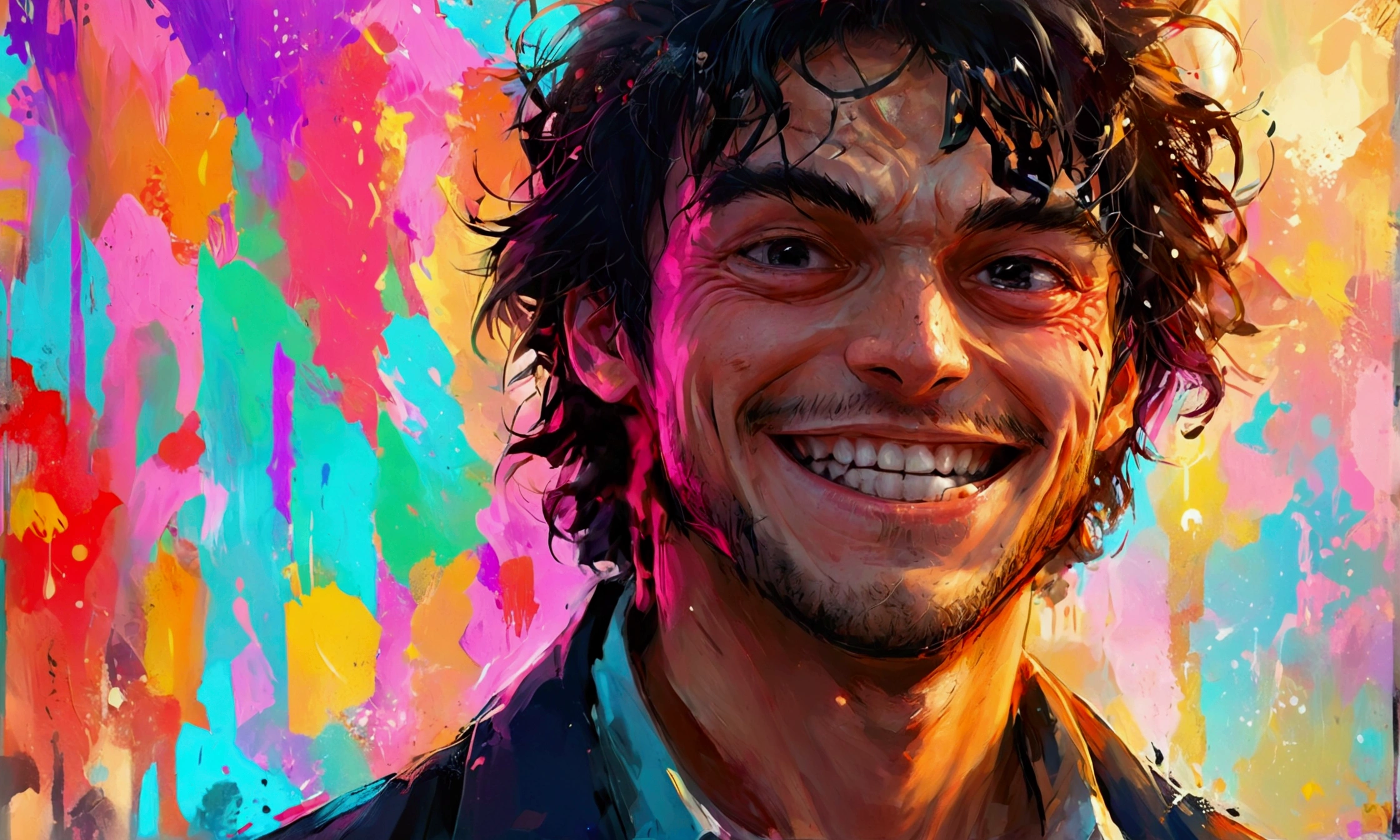 A MAN SMILING LIKE A CRAZY MAN, FACIAL EXPRESSION OF MADNESS,manga style art,manga style art,manga style art,manga style