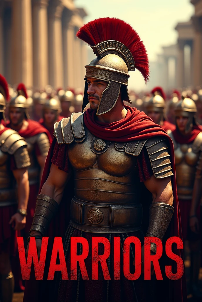 A photo of the Roman army with the word WARRIORS highlighted in red and black
