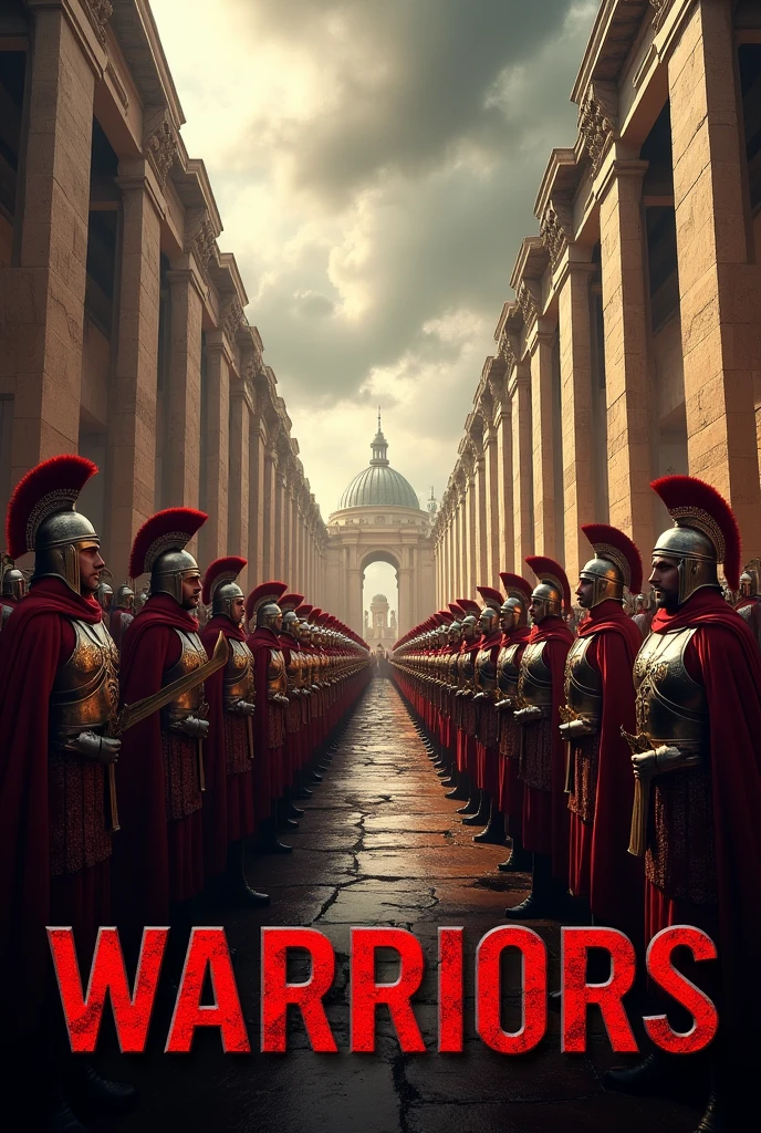 A photo of the Roman army with the word WARRIORS highlighted in red and black