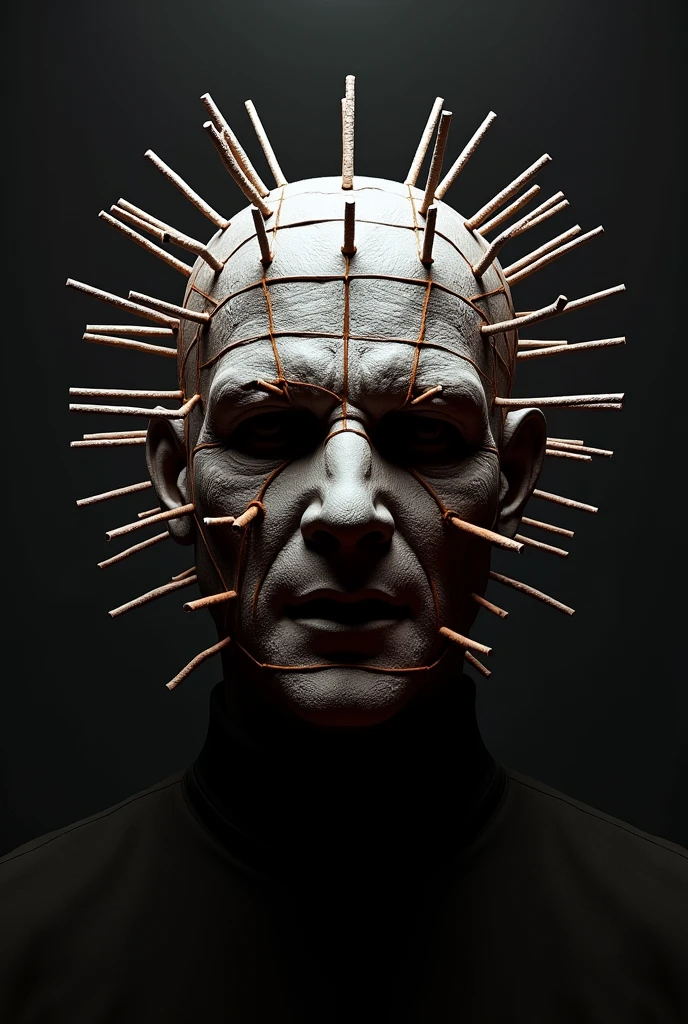 create a black and white Hellraiser image in 3D