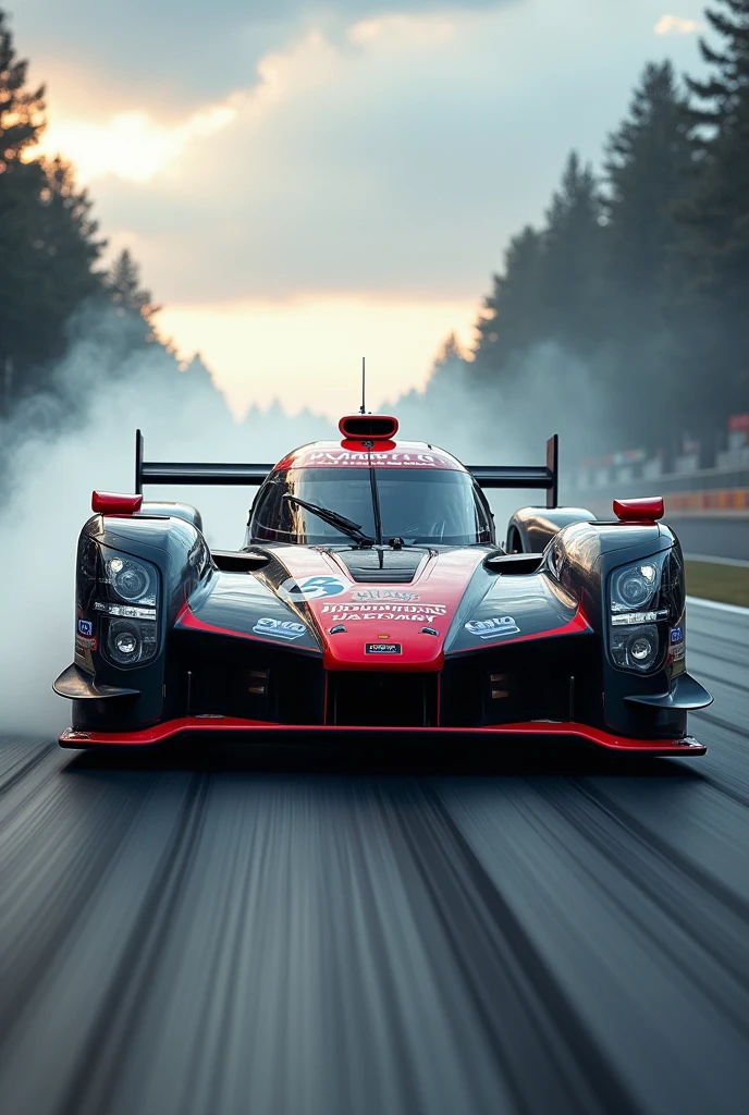 ((Hypercar Racing Car Specification ))、sponsor livery、Tire smoke、Striking design、In detail、Aero details、Live action、Deep rim、Detailed disc、wide tires、Running on a race track