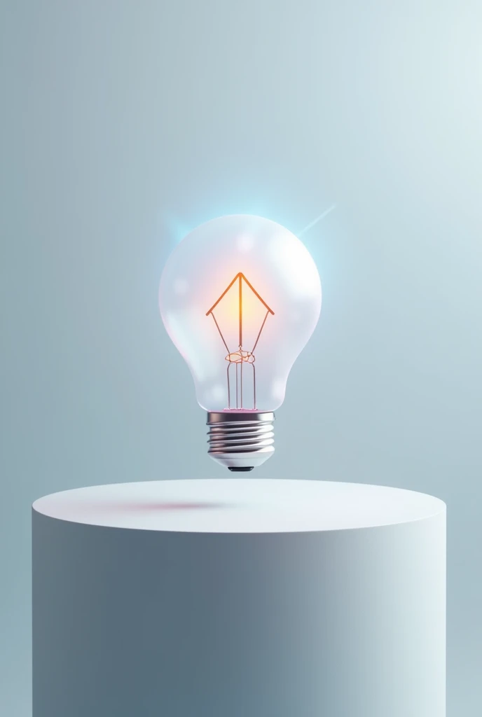 A professional image with a neutral and elegant background, as a smooth gradient of gray or light blue. At the center, a stylized icon of an upward arrow or a light bulb representing inspiration. The icon must be discreet, with details in a more vibrant tone to stand out. Add a soft glow around the icon to convey energy and growth. Keep the image clean and free of text for a more polished look..