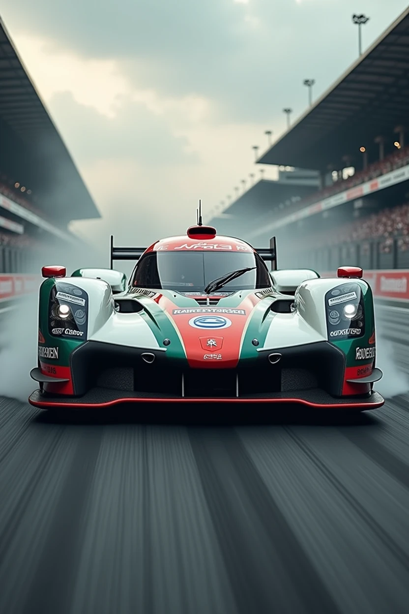 ((Hypercar Racing Car Specification ))、sponsor livery、Tire smoke、Striking design、In detail、Aero details、Live action、Deep rim、Detailed disc、wide tires、Running on a race track