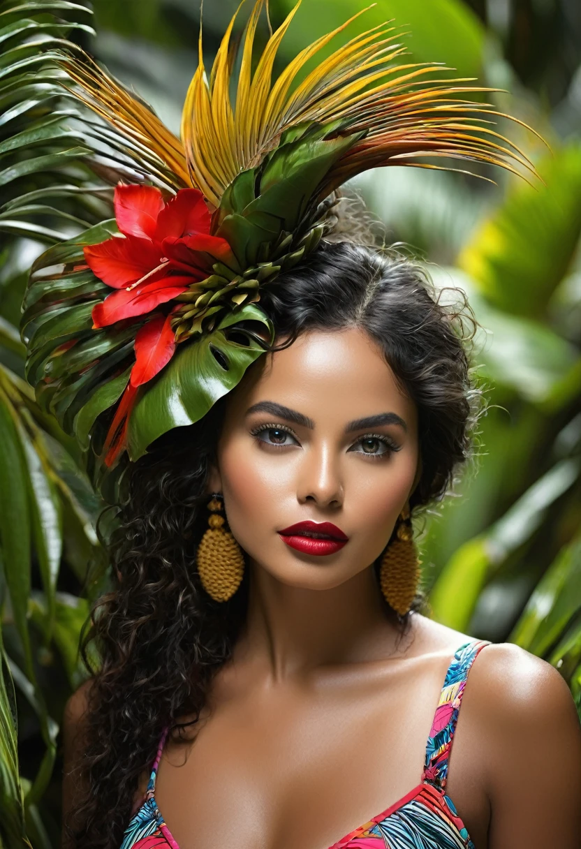 Une belle jeune femme d'origine colombienne pourrait avoir une allure captivante avec des traits marqués par la diversité culturelle du pays. Elle aurait une peau légèrement bronzée, douce et éclatante, reflétant la chaleur du climat tropical. Ses cheveux seraient longs, épais et ondulés, d'un noir profond, tombant en cascades sur ses épaules. Son visage, aux traits bien définis, arborerait des pommettes hautes, un nez fin et droit, et une bouche pulpeuse avec des lèvres pleines et sensuelles, d'un rouge naturel.
Ses yeux seraient grands et expressifs, de couleur marron foncé ou noisette, encadrés par des cils longs et épais, ce qui lui donnerait un regard envoûtant. Son corps serait voluptueux, avec des formes généreuses et harmonieuses : une poitrine pleine et ferme, une taille fine qui mettrait en valeur ses hanches larges et ses cuisses galbées. Sa silhouette en sablier serait parfaitement proportionnée, avec un port de tête élégant et une démarche gracieuse, qui soulignerait sa confiance en elle et son charme irrésistible.