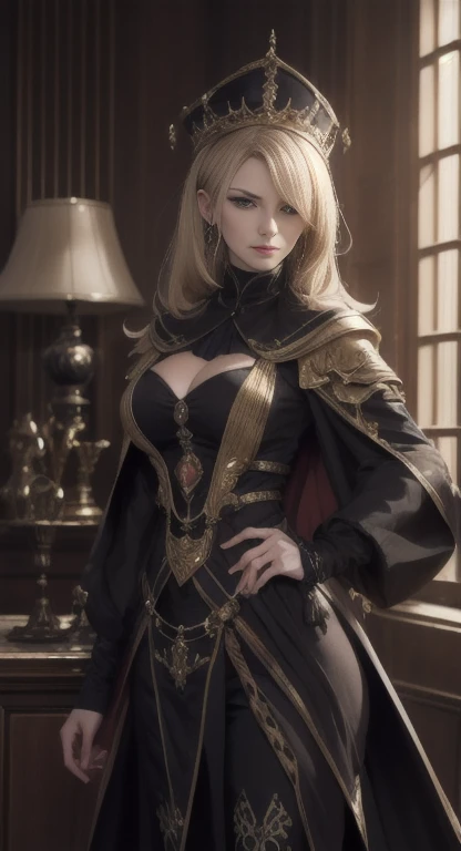 Academic, lady Sylvana, Mythril class, glaring at viewer,