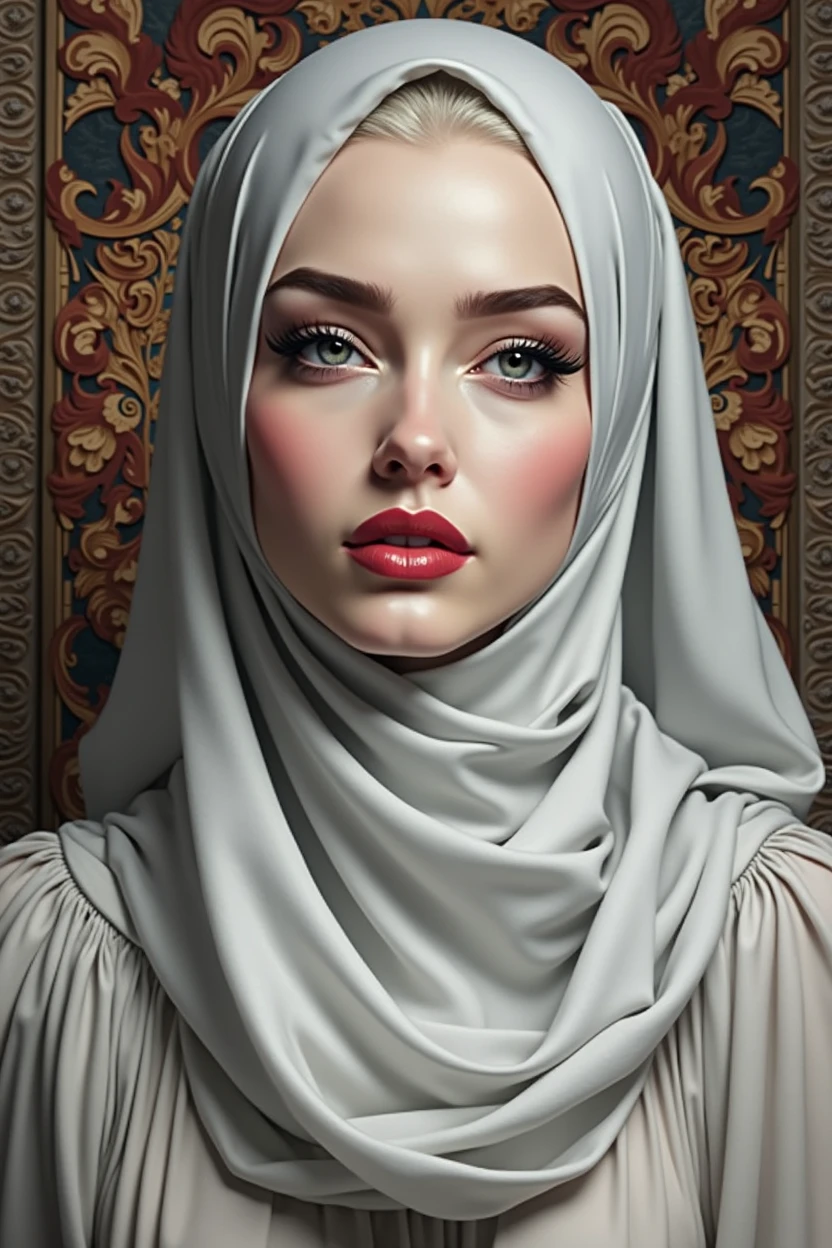 beautiful woman, painting lips with lipstick, extremely detailed face, striking eyes, lush lips, high quality, photorealistic, vivid colors, natural lighting, elegant pose, intricate details, masterpiece, cinematic lighting