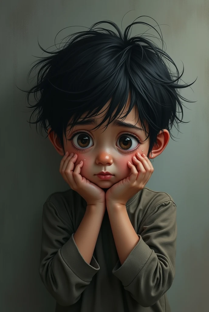 Autistic boy with intense sadness