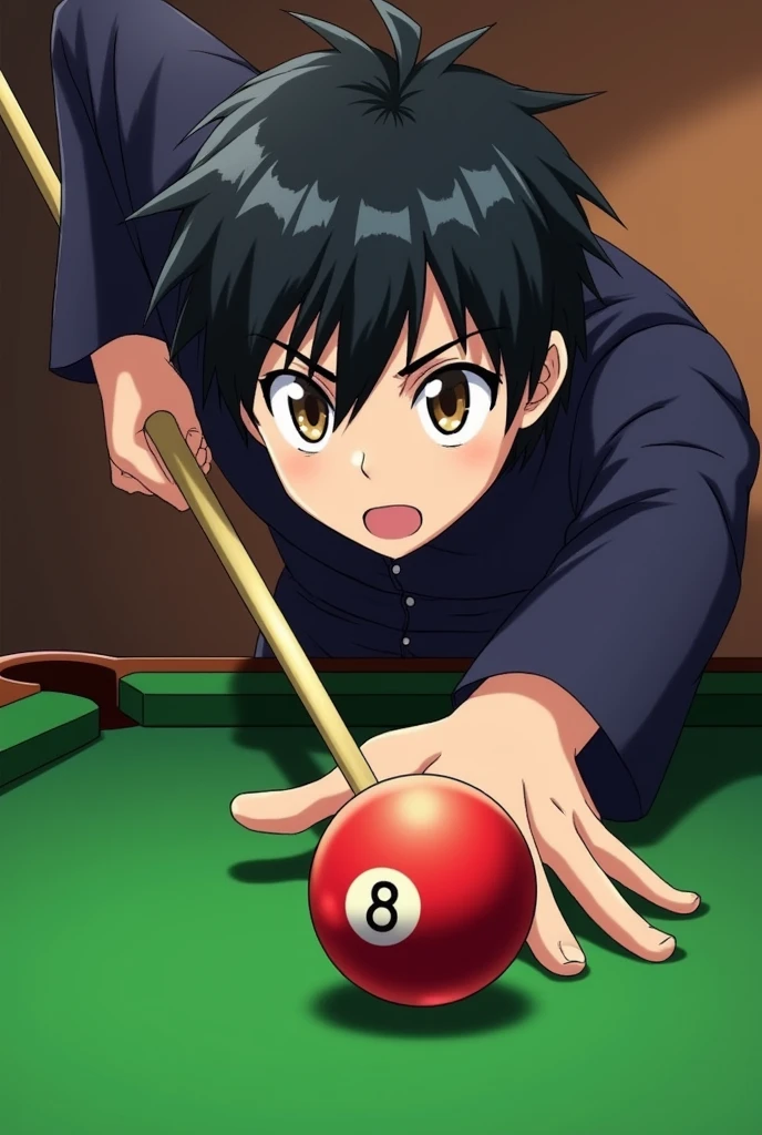 make Ryo Yamada from the anime Bocchi the Rock! hold a pool cue
