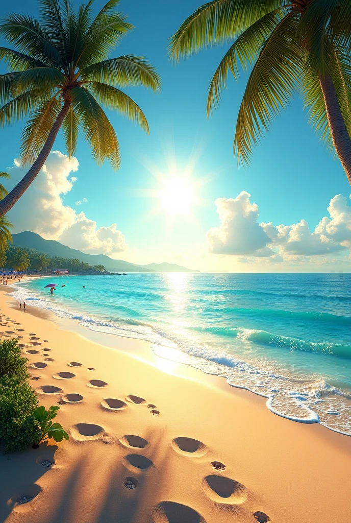 Beautiful beach with a radiant sun 