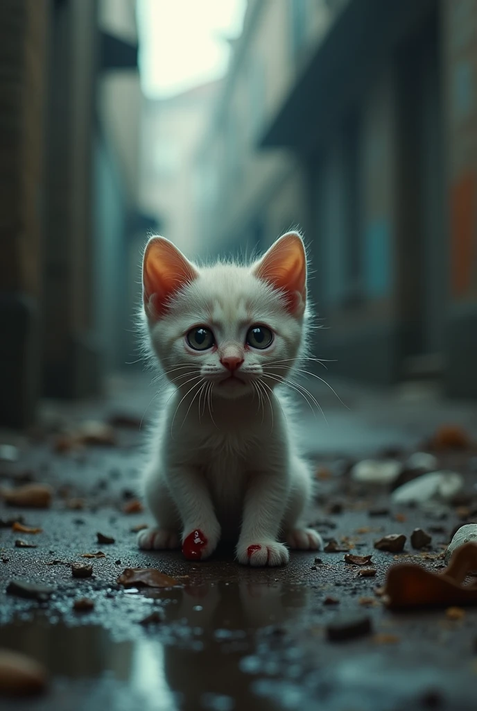 Then he came across a kitten with a broken leg.