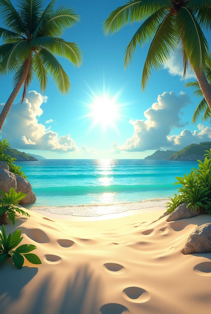 Beautiful beach with a radiant sun
