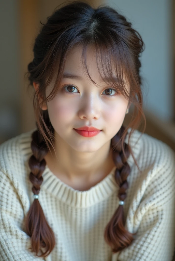 Staring at the photographer,Close-up of a girl with braided hair, Cute young girl, Young and adorable Korean face, young asian girl, beautiful young girl, 若くてpretty girl, pretty girl, Jaeyoung Nam, Korean Girls, Cute Korean Actresses, pretty girl, One adorable Korean face, pretty girlの肖像画, beautiful , Girl cute beautiful face