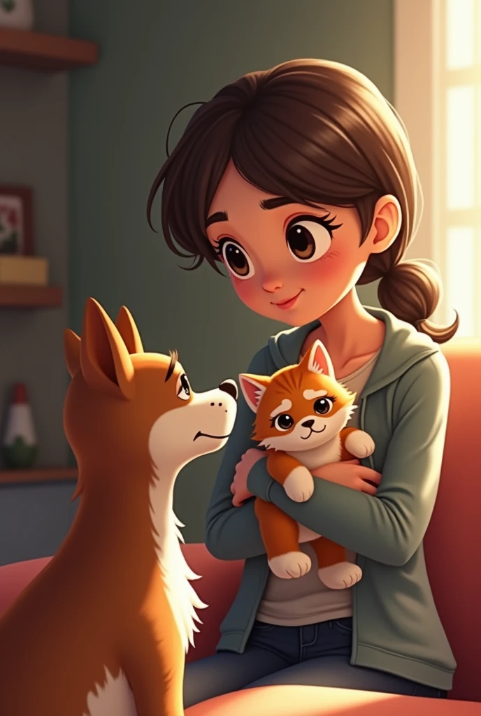 So she picked up the kitten and took it home, but her dog didn't like the idea very much.
