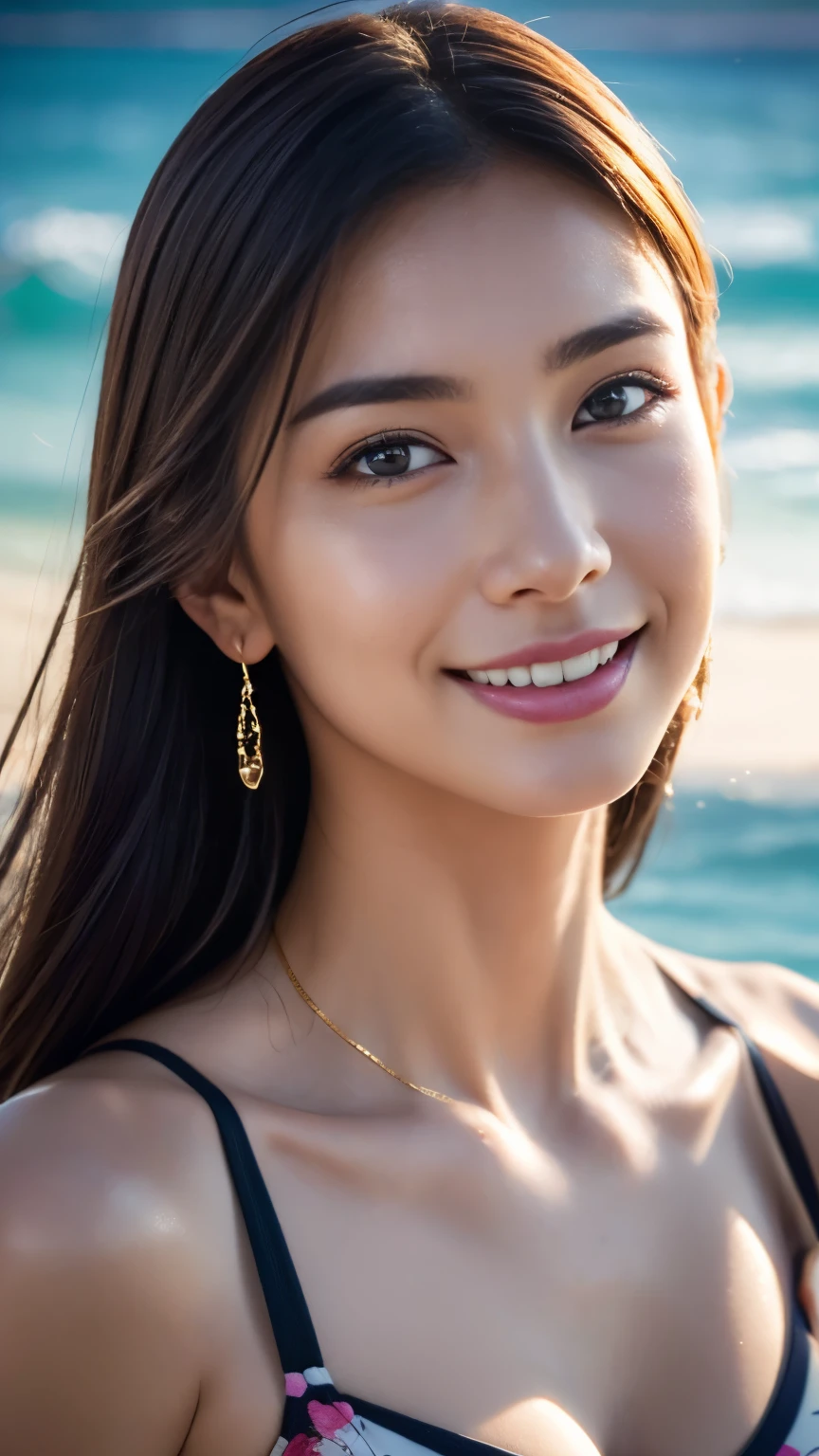 1girl, Goddess ,4k , very cute, amazing face and eyes, (beautiful nice smile), (very detailed beautiful face), bright glowing lips, keep staring at me, super beautiful, big breasts, (cute bikini: 1.3), (highest quality: 1. 4), (hyper quality), (super detailed) (Hyperreal, Photorealsitic: 1.37), real skin texture, highly detailed CG integrated 8K wallpaper, RAW photos, professional photos, cinematic lighting, glow, youth, Maltese landscape, wind, Translated with DeepL.com (free version)