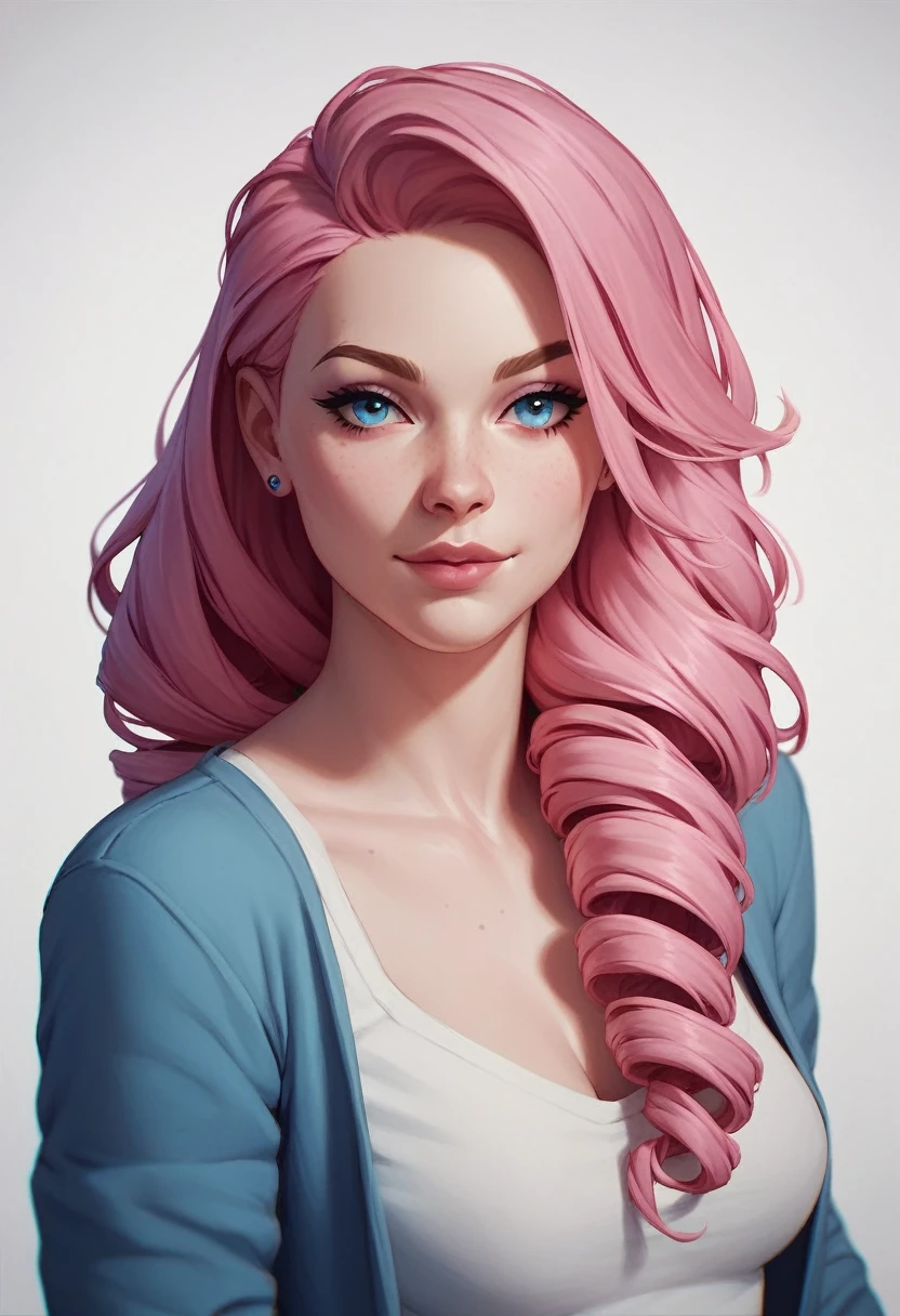 quarrel、Girl with pink hair、blue eyes、Twin Drill、A scene from a movie