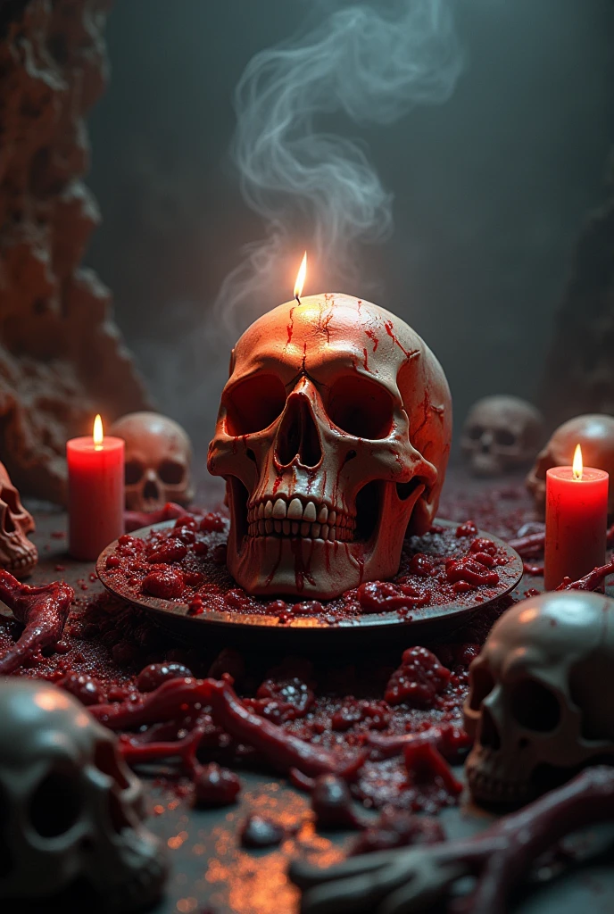 Skull blood candles putrefaction corpse ritual