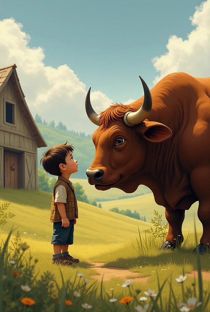 A boy likes an ox
