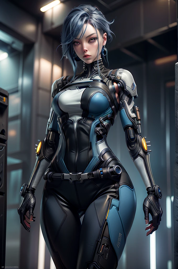 A highly detailed and realistic skull girl, cyberpunk character, mad max furiosa, one hand robot, cyborg arm, orange hair, dramatic metal heavy rock theme, best quality, 8k, hyperrealistic, photorealistic, extreme detailed painting, studio lighting, vivid colors, dark moody atmosphere, cinematic, dramatic pose, intricate mechanical details, glowing energy effects, intense gritty textures, seamless integration of organic and inorganic elements