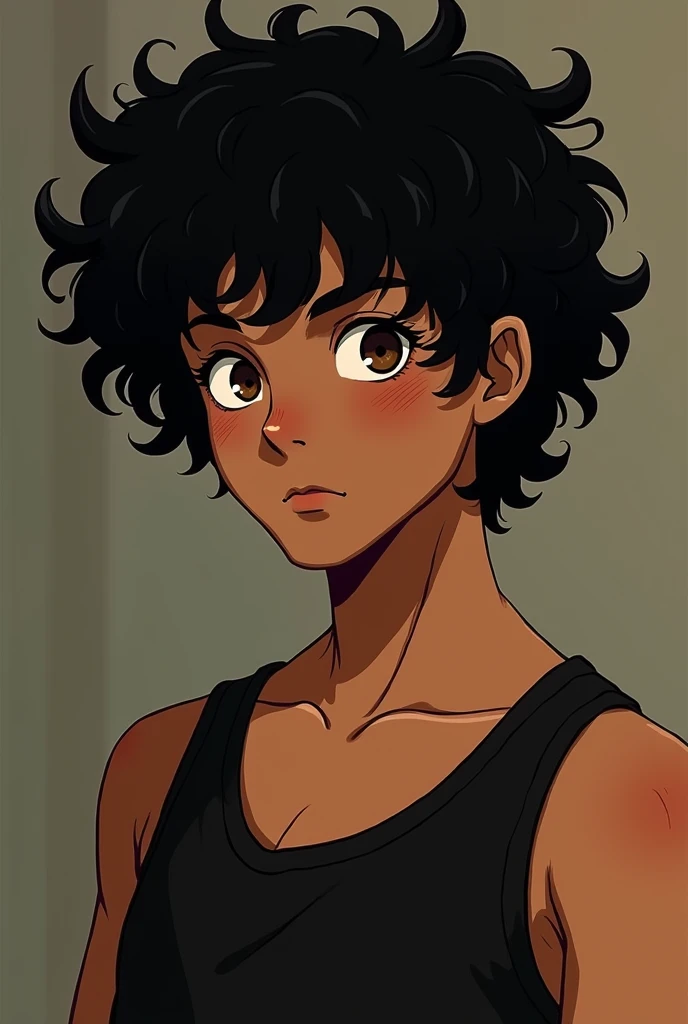 a character for youtube, naughty man , blacksad, short curly black hair and brown eyes, madrake style