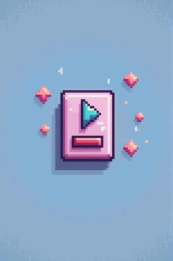 A pixelated play button for the game