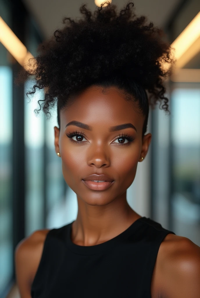Beautiful black women new hairstyle bold at work