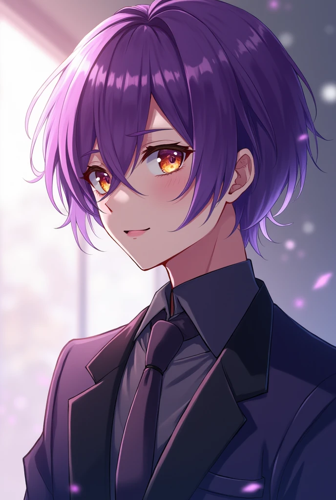 purple haired anime boy