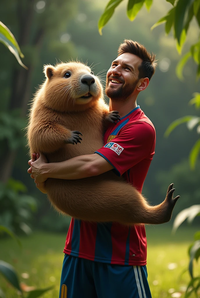 Messi lifting a capybara