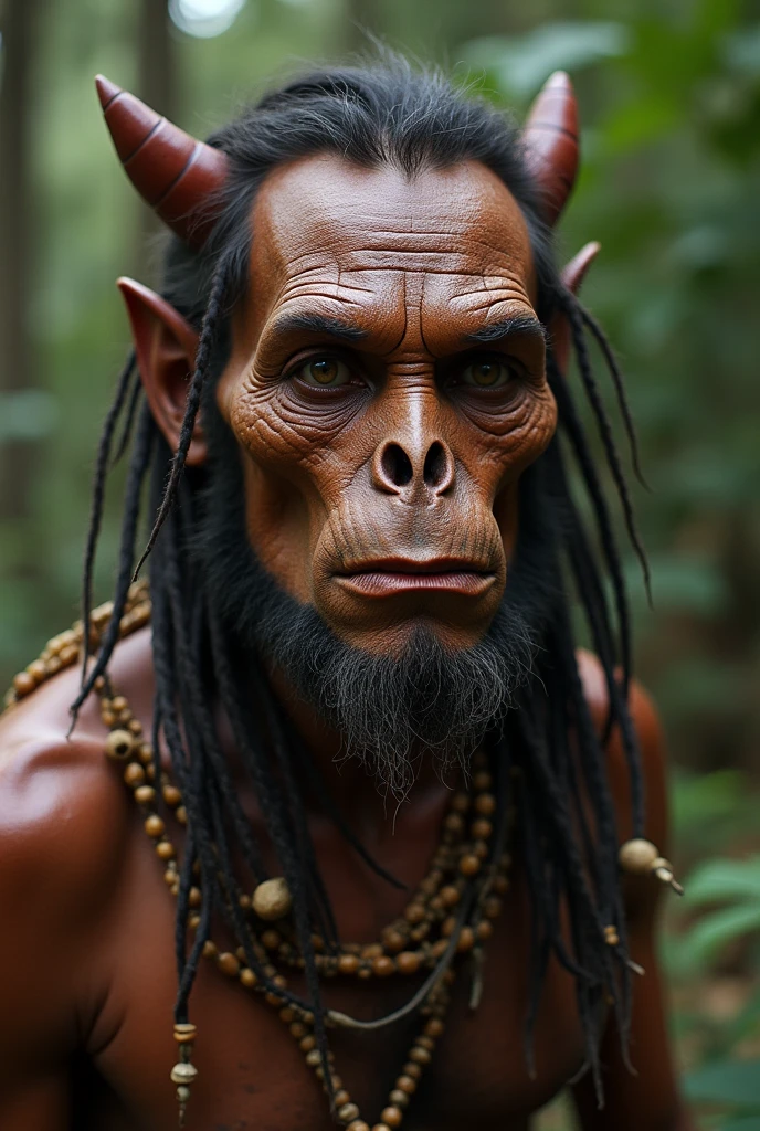 create a scary primitive indigenous avatar