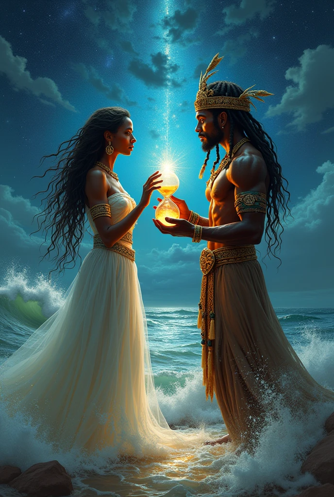 Yemanja and Oxaguian following the hourglass