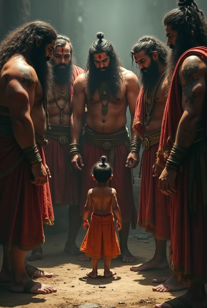 
The fallen Kauravas gather around, frustrated and angry. They glare at 5  Bhima but are too scared to confront him directly, leading them to plot against him.